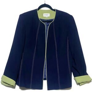 Studio 1 Suit Jacket Women's Size 16 Lined Black With Lime Green Accent